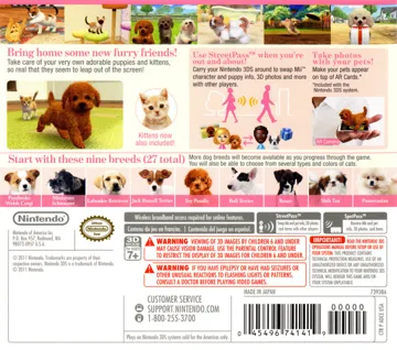 Nintendogs   Cats Toy Poodle & New Friends (U) box cover back